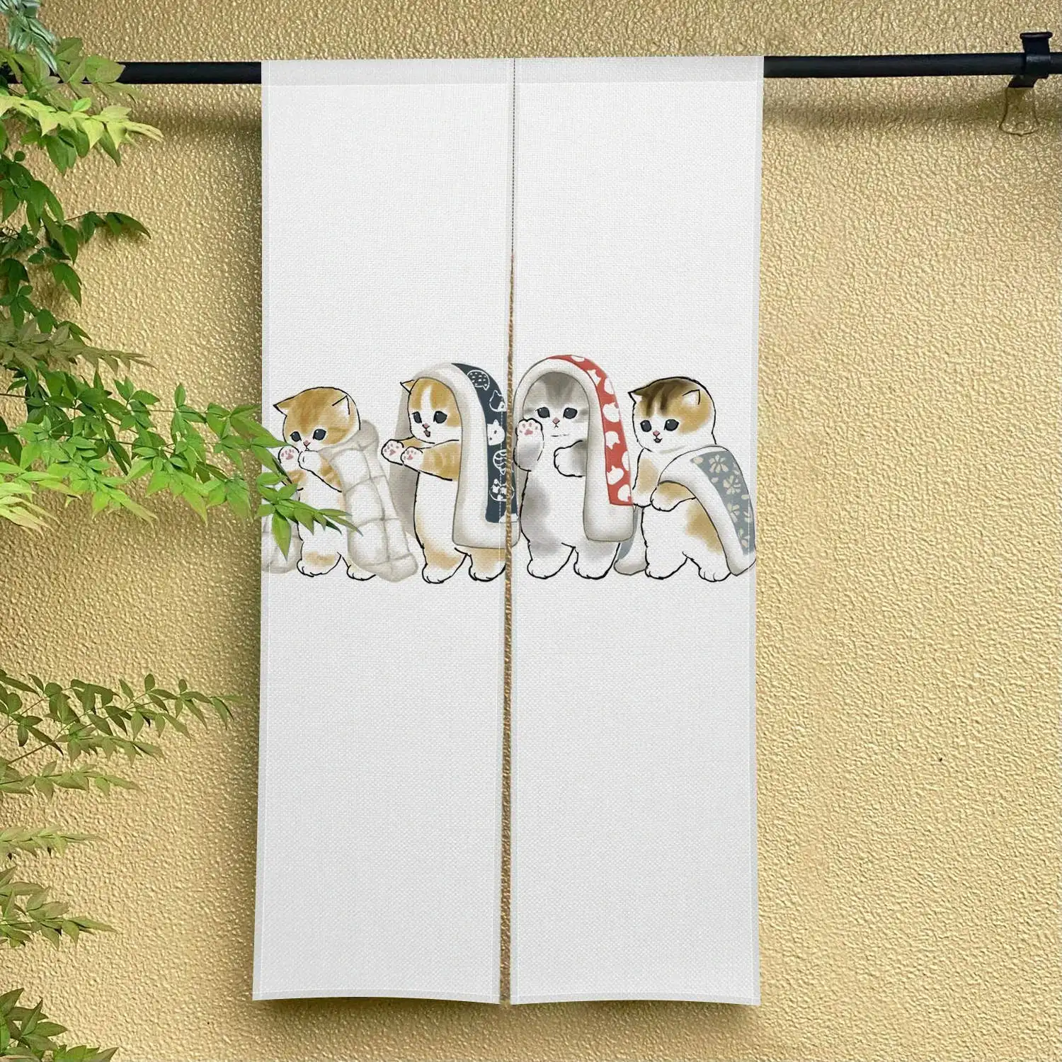 Cute Funny Cat Door Curtain Noren Room Kitchen Shoe Cabinet Partition Blocking Curtain Bedroom Entrance Decorative Half Curtains