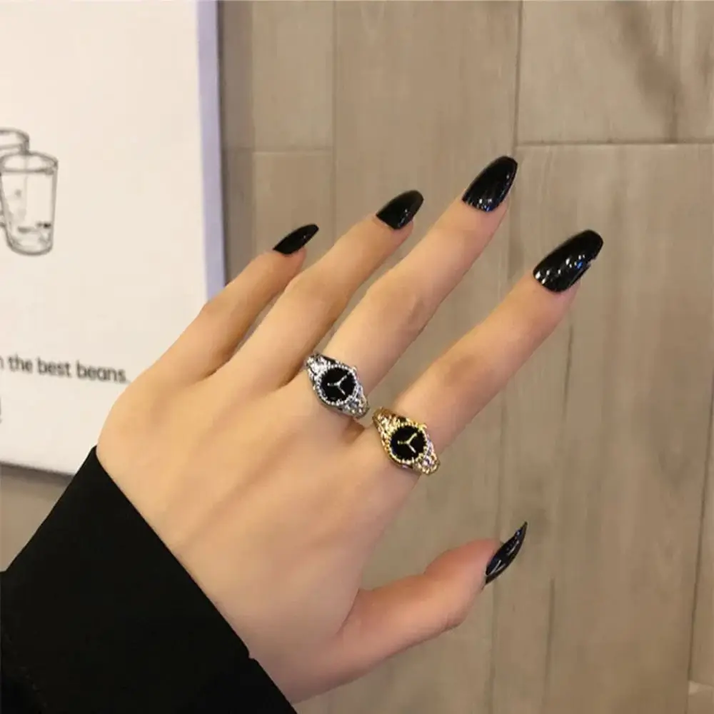 الإبداعية سبيكة ووتش شكل خواتم خمر الشرير ووتش البنصر هدية مجوهرات قابل للتعديل افتتاح خواتم الرجال