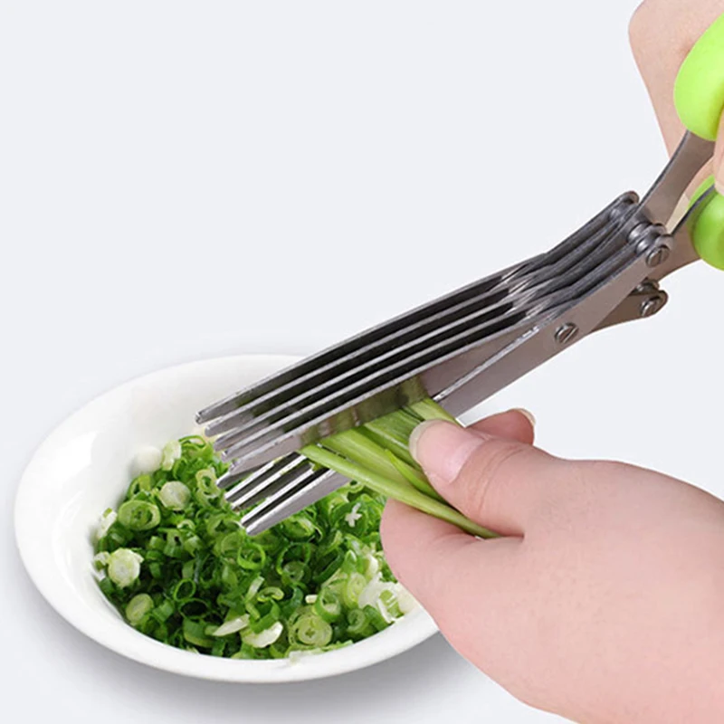 5 Layers Stainless Steel Multi Layer Kitchen Scissors Chopped Green Onion Vegetable Cut Herb Spices Scissors Cooking Supplies