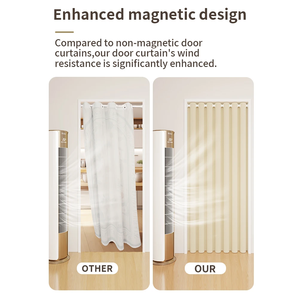 Newly Upgraded Bedroom Door Curtains Magnetic Closure Thickened Curtains Cold and Windproof/Environmental Decoration