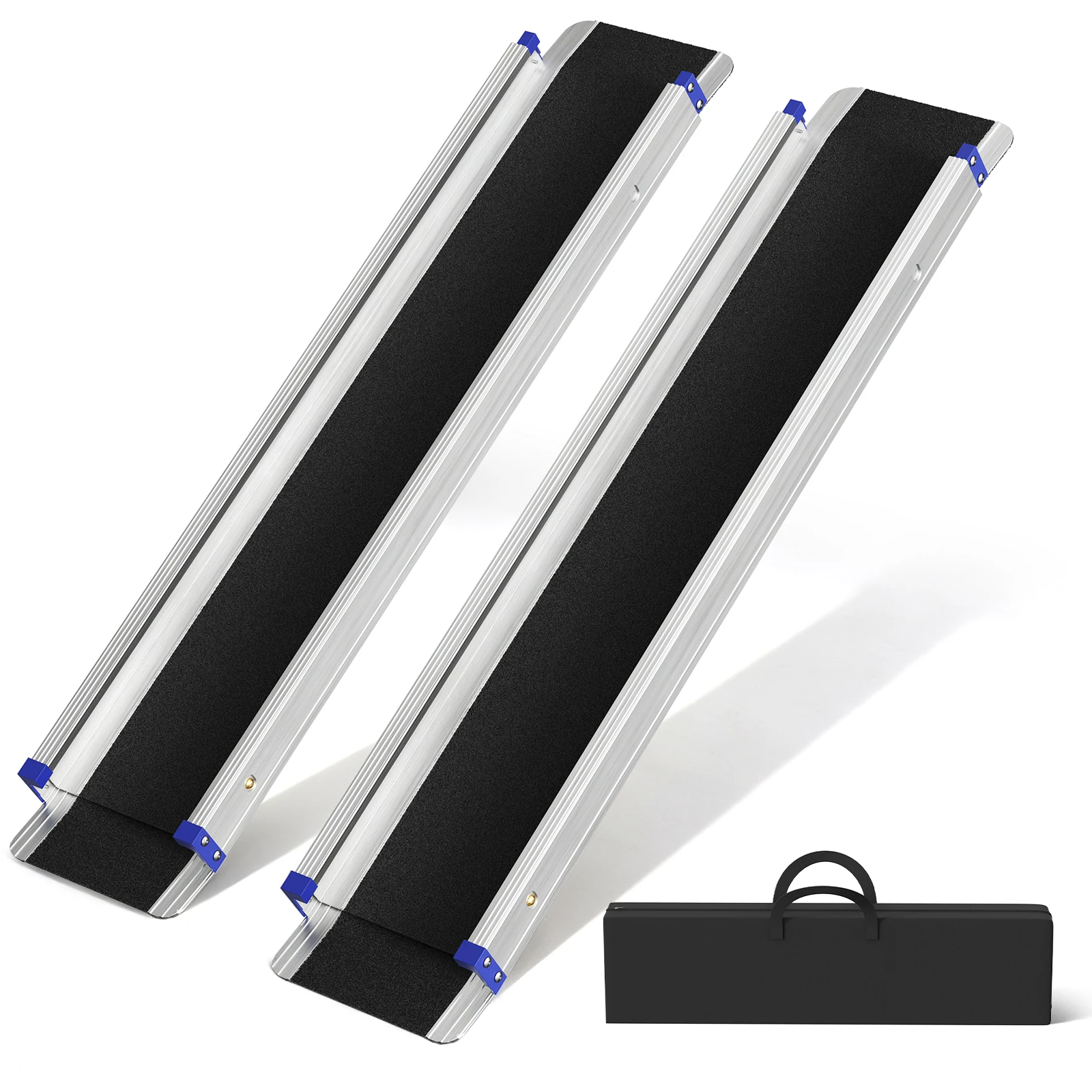 2 Stuks 150 Cm Draagbare Rolstoelhelling Antislip Aluminium Opvouwbare Drempelhelling Opvouwbare Scootmobielhelling Rolstoelhelling - afbeelding 2