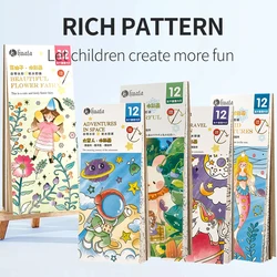 5 Colors 12Sheet Solid Watercolor Coloring Book Paint Set Water Color Pigment & Paint Brush Children Diy Bookmark Supplies