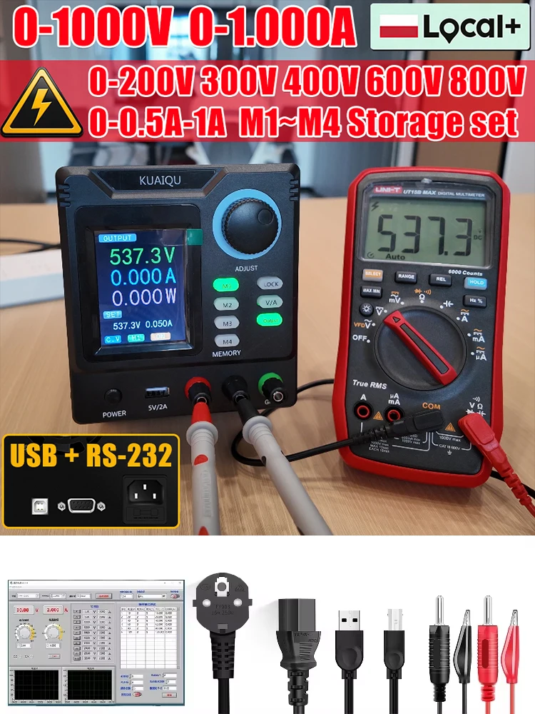 KUAIQU Programmierbares DC-Schaltnetzteil mit hoher Spannung 400V 400W 800V 1000V 1000W 1A USB RS232 für Computerkommunikation