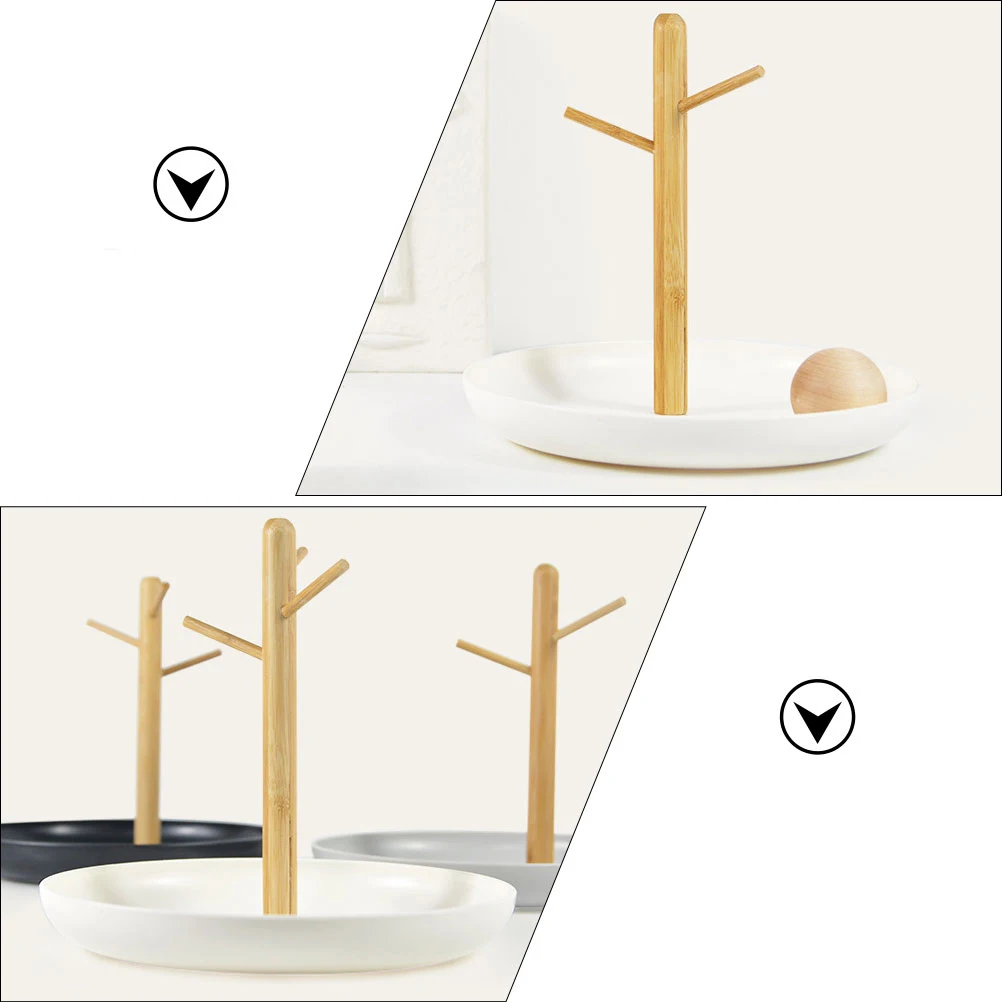 

Bamboo Craft Jewelry Display Rack Earrings St Necklace Holder Storage Tray Decorative Gift Wedding Anniversary Birthday