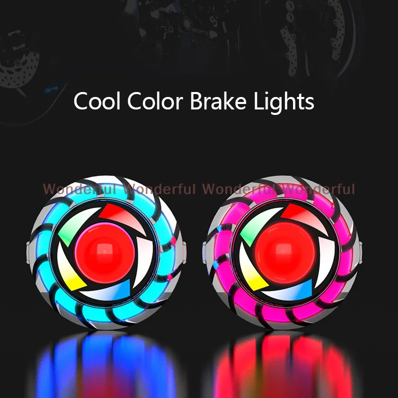 Universal Angel Eye Flash Motor LED Headlight Tail Brake Rear Lights Car Universal Brake Lamp