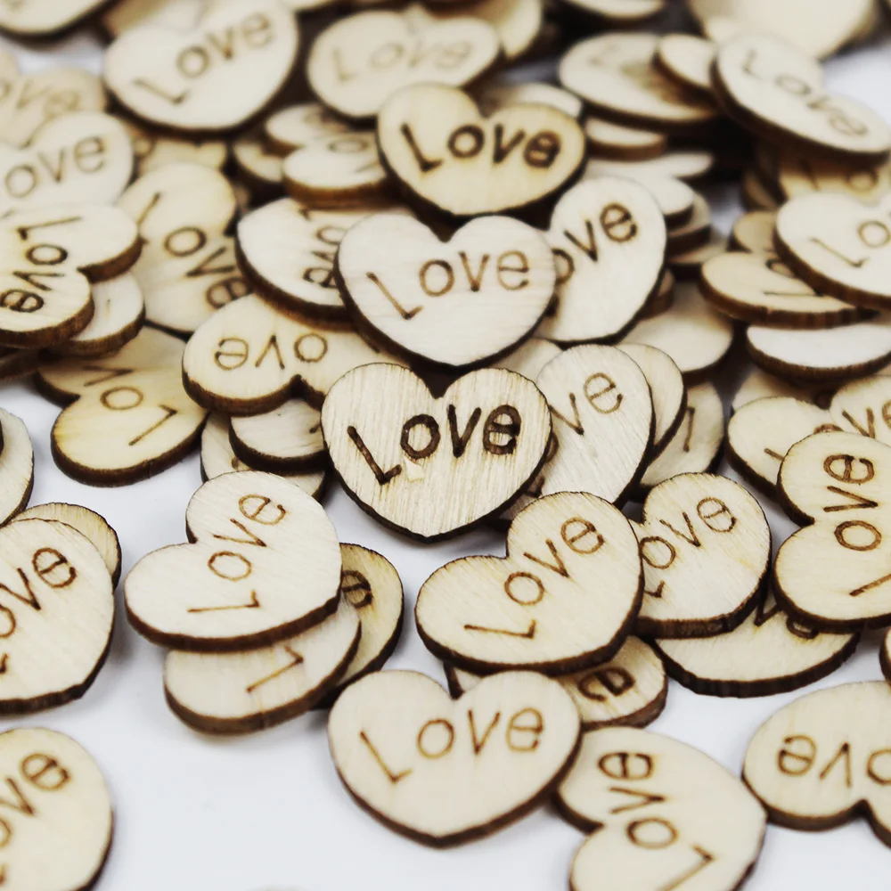 Love Wooden Confetti Wedding Heart Wood Chips Ornaments Valentine's Day Party Diy Wooden Table Decoration Craft Accessories