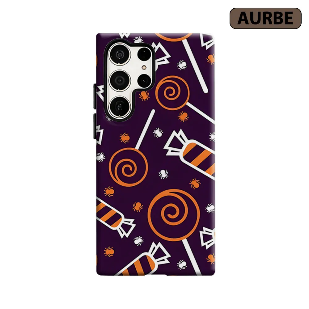 Halloween Candy Spider Phone Case For Samsung Galaxy S26 S25 S24 S23 Ultra Plus HD Hard Double Layer Film Cover