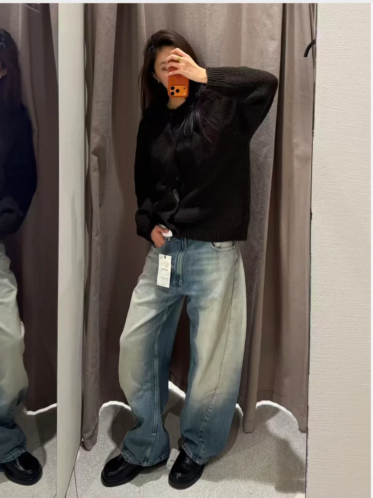 فضفاض صديقها Sle الجينز بالون قطع سكين القطن عارضة المرأة قسط الدنيم السراويل الخريف وصول جديد