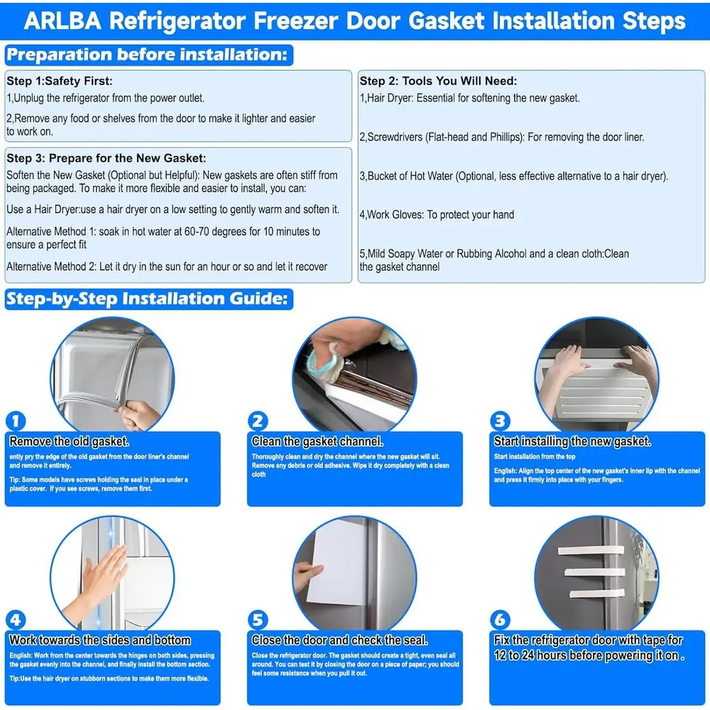 حشية باب الثلاجة الفرنسية المطورة 39.57 بوصة × 17.13 بوصة ADX73550627 متوافقة مع استبدال حشية سدادة باب الثلاجة LG #5