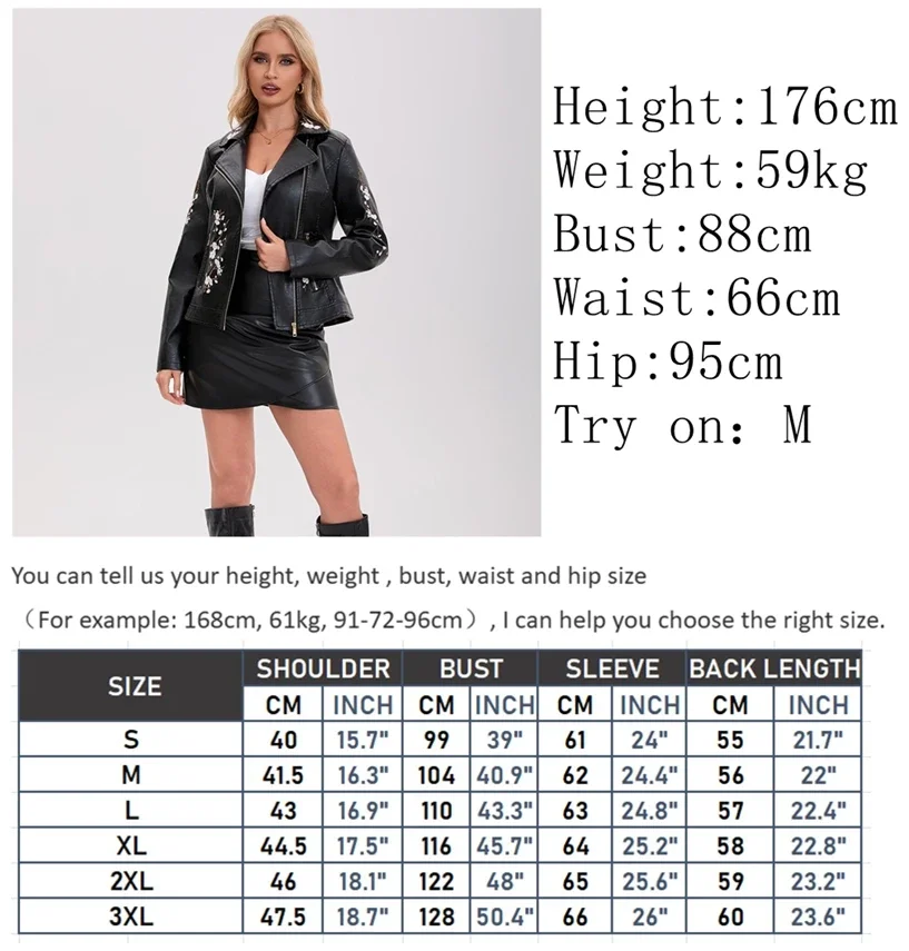 2025 Autunno Ricamo Giacca in ecopelle Donna Moto Biker Cappotto Nero Caffè Beige Colore Plus Size 3xl Abbigliamento Abbigliamento