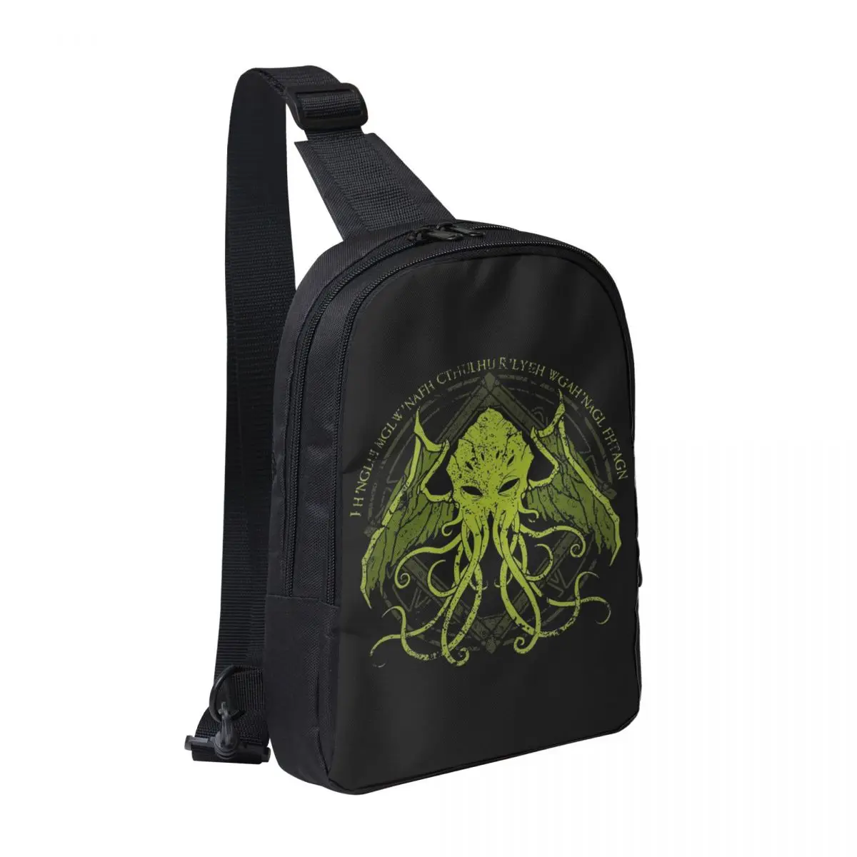 

Cthulhu - Lovecraft - Distressed Chant Design V2 Chest Bag Men Sling Crossbody Backpack Chest Bag Hiking Daypack Shoulder Bag