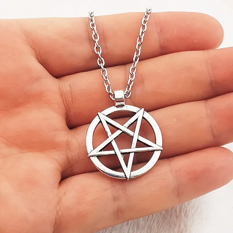 Fashion Inverted Pentagram Pendant Satanic Symbol Necklace Unisex Amulet Jewelry