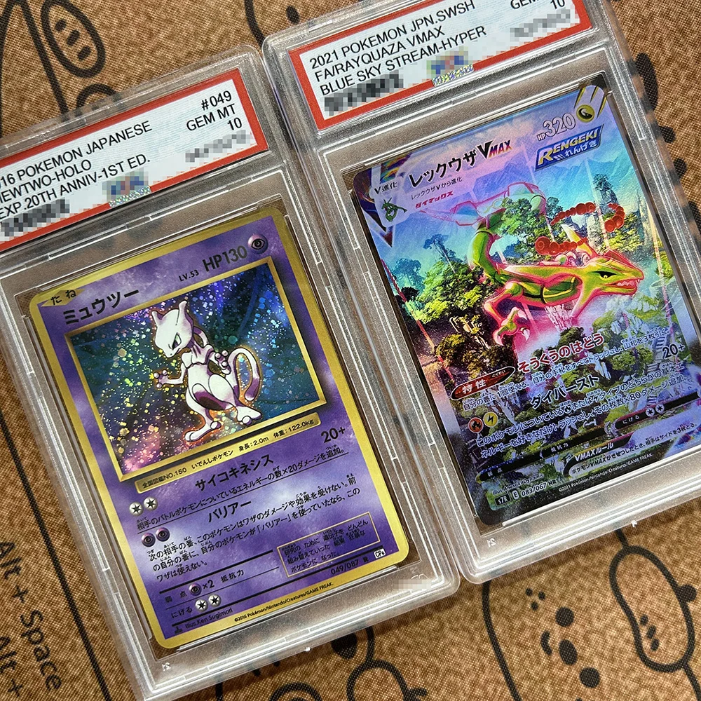 Cartão de Classificação PTCG DIY Mewtwo-HOLO FA/RAYQUAZA VMAX Gengar Charizard Eevee Umbreon Ex Coleção Hobby Anime Jogo Cartão Presente Brinquedos