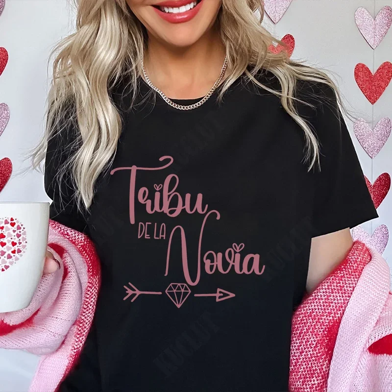 스페인어 소녀 독신 암탉 파티 Tshirt 팀 신부 분대 탑 여성 싱글 작별 티셔츠 신부 샤워 웨딩 파티 티셔츠