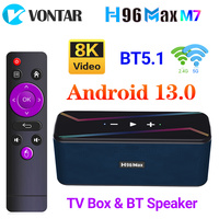 H96 MAX M7 TV Box Speaker Android13.0 Rockchip 3528 Quad Core 64bit Cortex A53 Support 8K Video Decoding Dual Wifi BT5.1 Media P