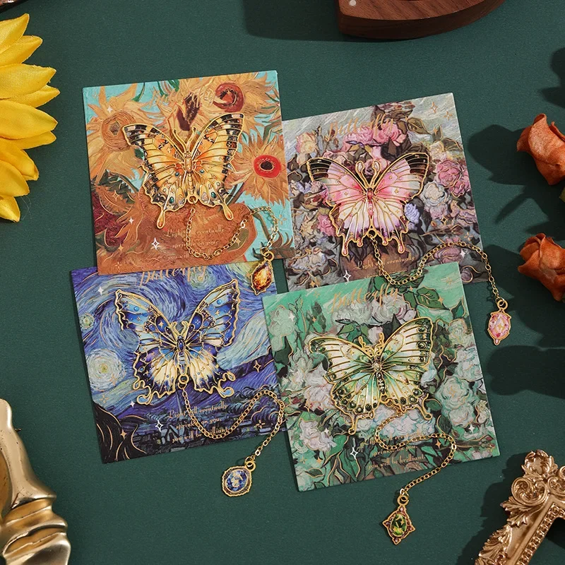 1Pc Retro Oil Painting Bookmark, Special-Shaped Butterfly Bookmark Clip, A Good Gift for Reading Lovers