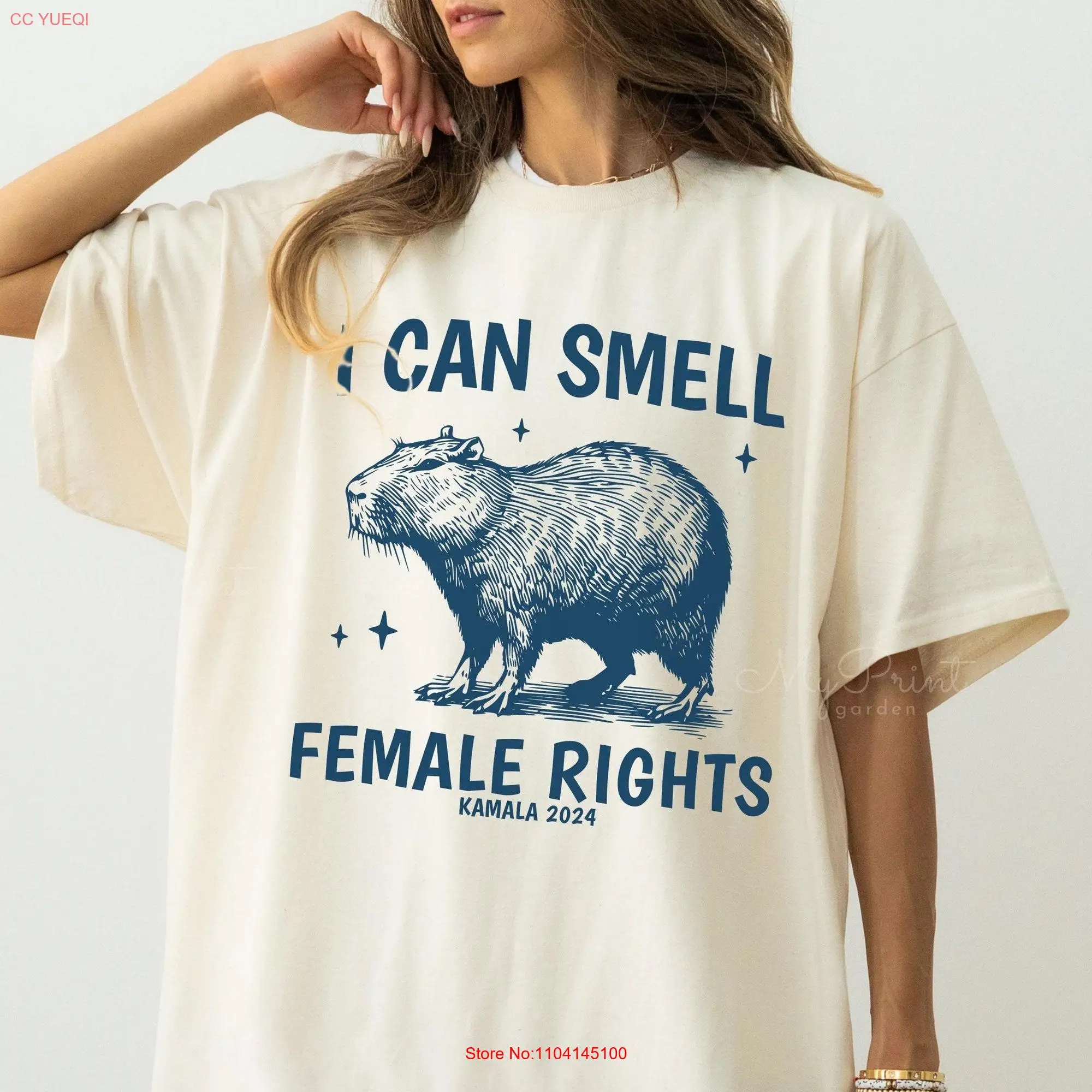 Kamala Voting T Shirt Capybara Harris 2024 Elections Social Democrat Female Rights Femininomenon long or short sleeves