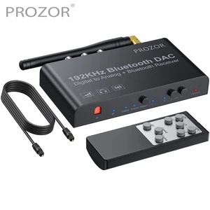 PROZOR Konverter Digital ke Analog 192kHz Dengan Tautan Koaksial Digital DAC yang Kompatibel dengan Bluetooth Jarak Jauh ke Stereo Analog L / R RCA 12 konverter optik ke koaksial penjualan terbaik - №