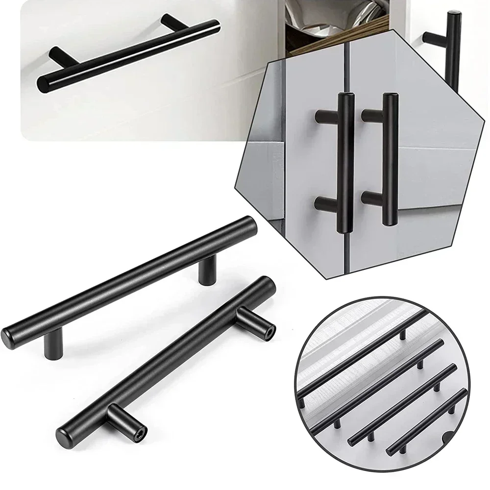 20 Pack Cabinet Pulls Matte Black Stainless Steel Kitchen Drawer Pulls Cabinet Handles 96/128/160mm Hole Center with Drill