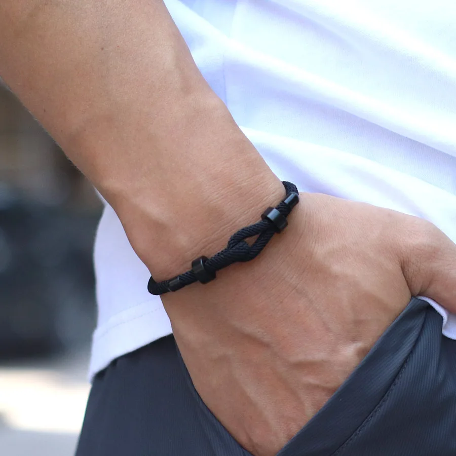 New Fashion Men Braslet Lucky Red Rope Homme Stainless Steel Buckle Adjustable Braclet Outdoor Sports Simple Leisure Accessories