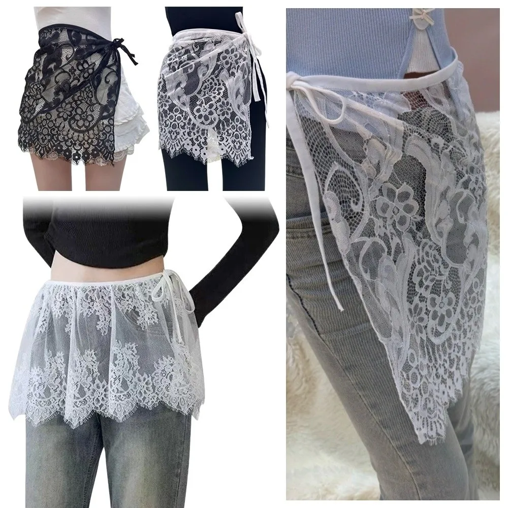 

Sheer Lace​​ Lace Mini Skirt​​ See-Through Skirt​​ ​​Adjustable Ties​​ Lolita Short Skirt​​ ​​Boho Design​​ Sexy Cover Up​​