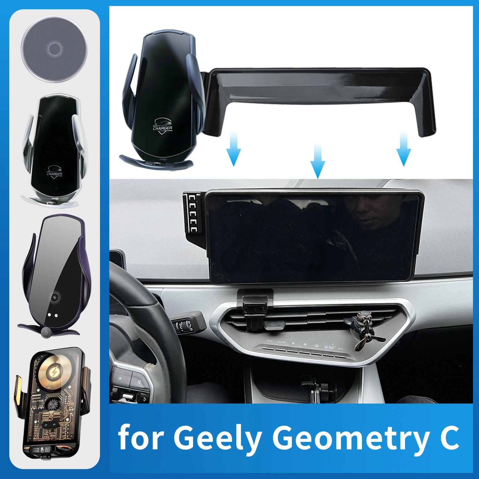 

Car Phone Holder Charging for Geely Geometry C Screen Navigation GPS Bracket Base Accessories