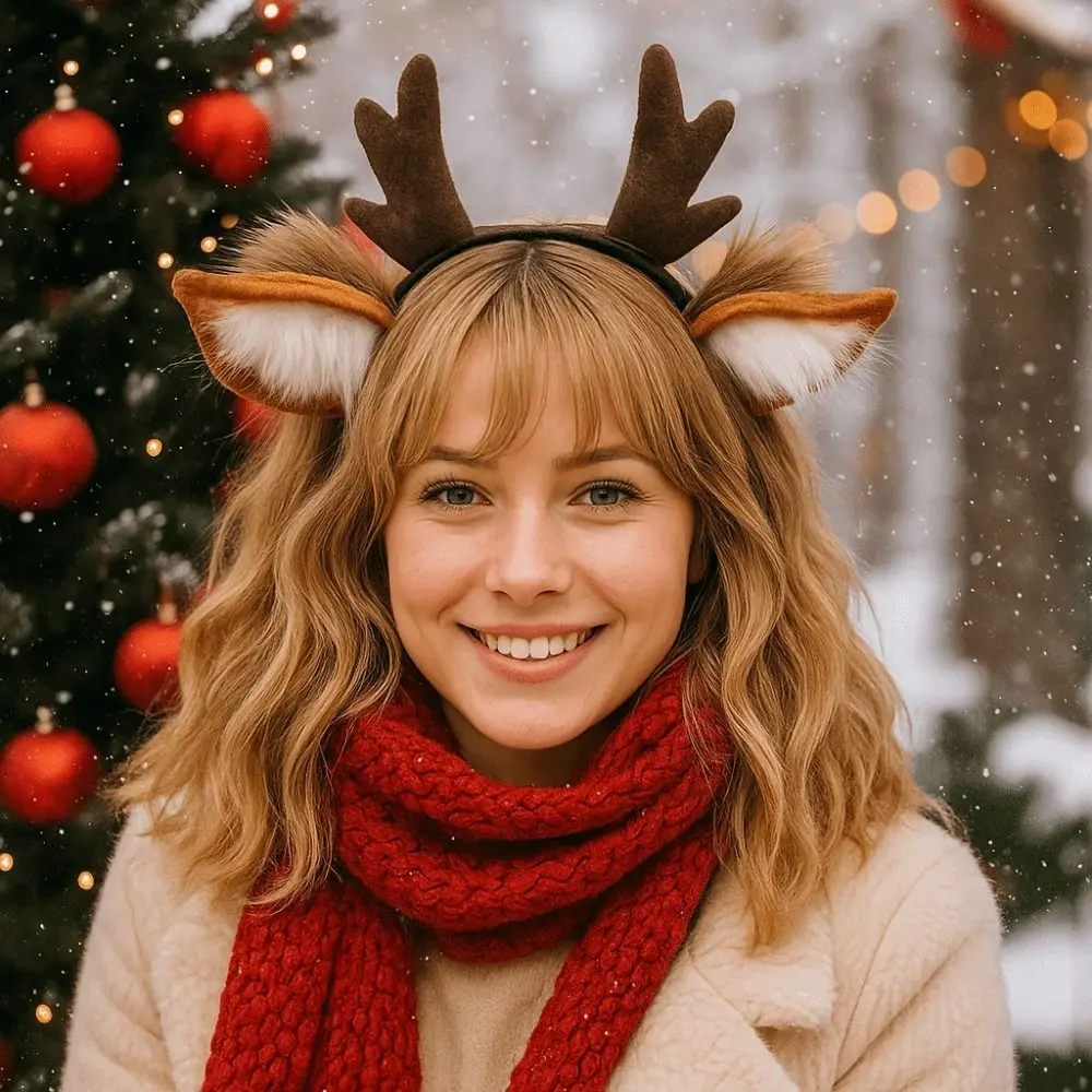 أفخم آذان الغزلان الرنة قرن الوعل عقال خوذة حفلة مهرجان زينة عيد الميلاد Headbands لطيف رئيس هوب تأثيري الطرف