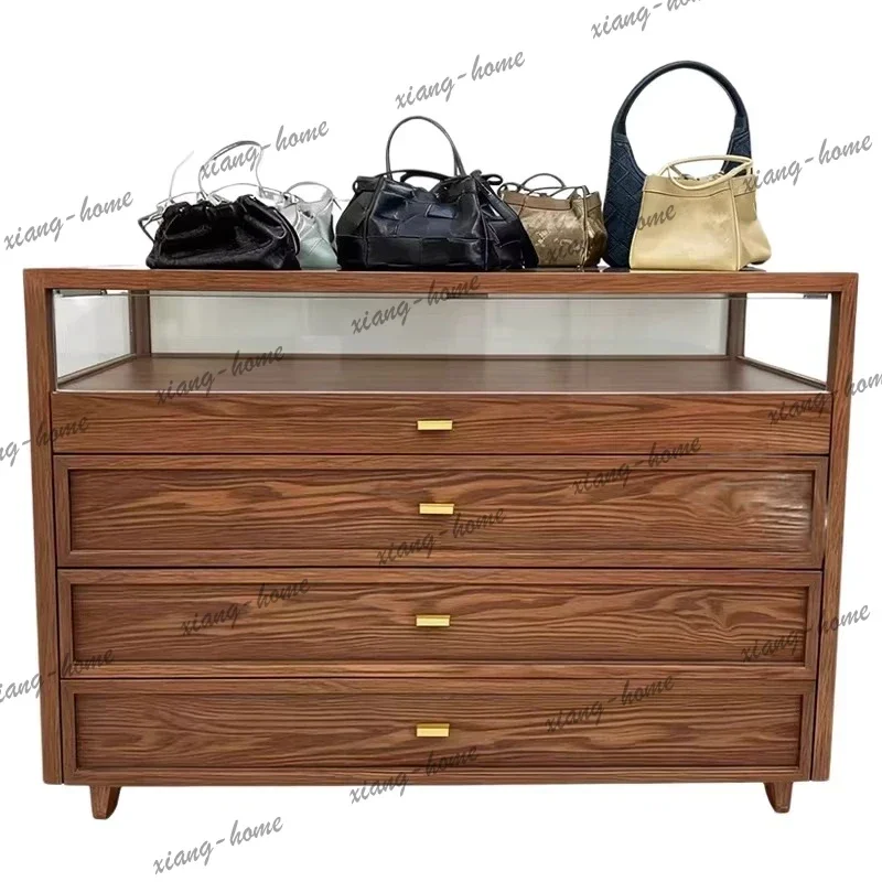 YJ New Chinese Glass Jewelry Cabinet Container Booth Jadeite Jewelry Cabinet Wrought High Living Room Furniture Joalheira XYZBG5