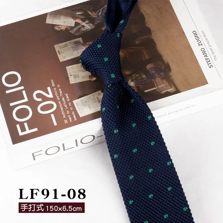 6,5 cm britischer Stil, lässige Herren-Krawatten mit Punkten, gestrickt, formelle Business-Krawatten, einfarbig, marineblau, Retro-Krawatten, handgefertigte Smoking-Krawatten – Detail 13