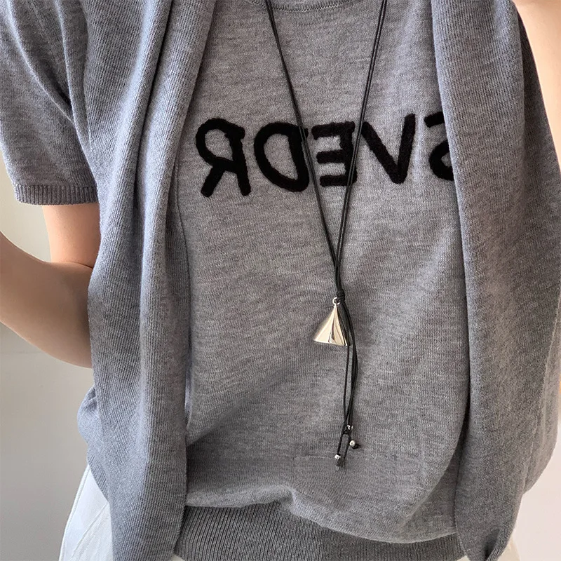 Leather Multi-layer Triangular Pendant Necklace Trendy 