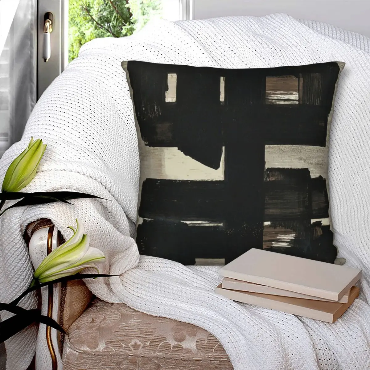 Retro Lithographie Soulages Square Pillowcase Polyester Pillow Cover Velvet Cushion Decor Comfort Throw Pillow for home Bedroom