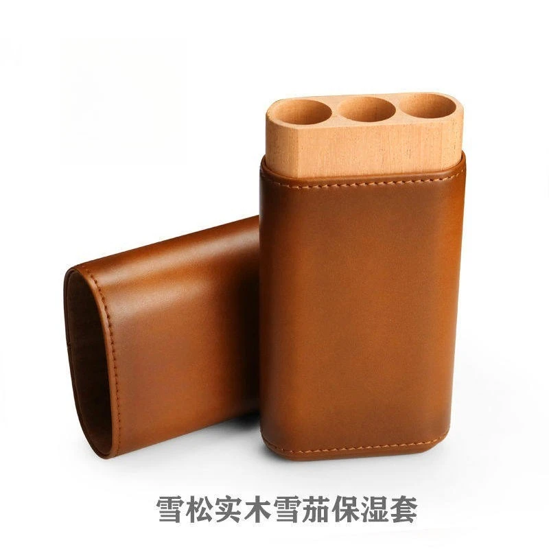 

Cigar Carry-On Box Portable Moisturizing Travel Cedar Leather Case Gift Box