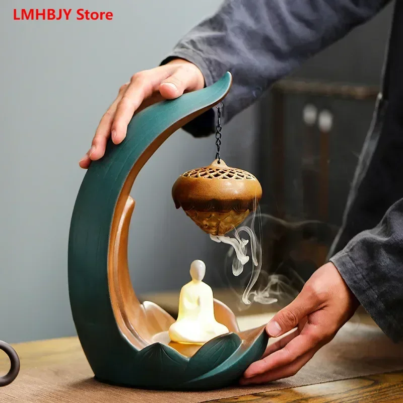 

LMHBJY Lotus Hanging Ball Reverse Flow Incense Burner Light Ring Hanging Furnace Sandalwood Burner Incense Burner Decoration