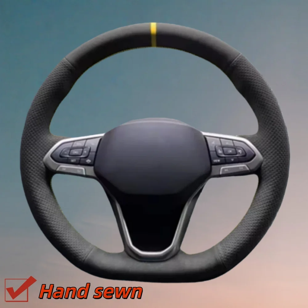 

Индивидуальный нескользящий чехол из мягкой замши для руля автомобиля Golf 8 Atlas Passat B9, чехол-накладка для руля Volkswagen Mk8