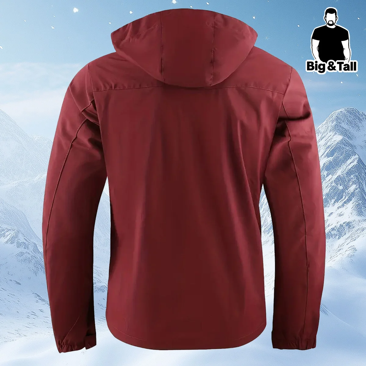 Jaket kerja pria ukuran besar dengan tudung dan tali serut, cocok untuk mendaki gunung, berbelanja, dan aktivitas sehari-hari.