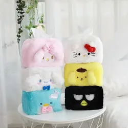 18Cm Kawaii Sanrio Cartoon HelloKitty Mymelody Cinnamoroll Soft Cute Creative Plush Tissue Cover Home Living Room Car Tissue Box