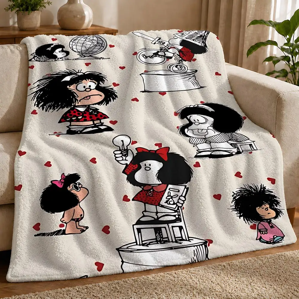 Cartoon M-Mafalda Throw 1pc Flannel Blanket Soft Lightweight Warm Cozy For Bedroom Sofa Bed