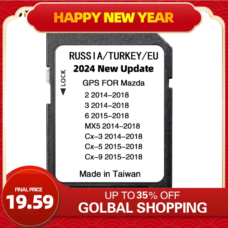 

New 2024 Version EU Russia Turkey Navigation SD Card for Mazda 2/3/6/CX3/CX5/CX9/MX5 Car Sat Navi 16GB GPS Update Maps Data