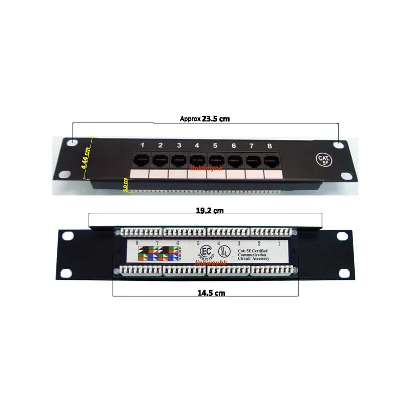 Linkwylan 10 inch 8Ports CAT5e CAT6 Patch Panel 1U - SOHO Mini Patch Panel 8port - 10inch Rack Mount