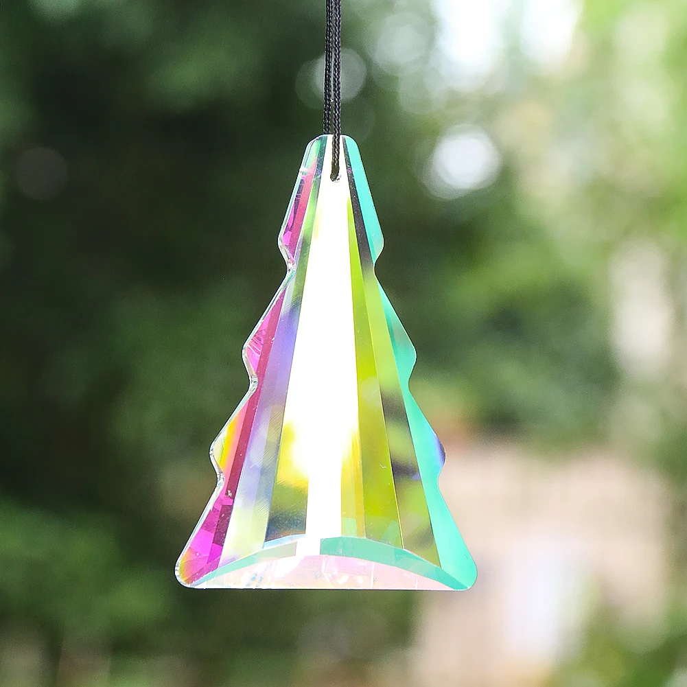 Muy Bien Aurora Suncatcher Crystal Christmas Tree Prism for Photo Shinning Refraction Hanging Crystal Chandelier Lamp Pendant