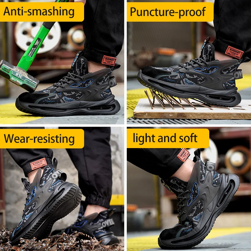 2023 New Men Work Safety Shoes Boots Brand Indestructible Shoes Steel Toe Working Sneakers Puncture-Proof Shoes Large Size 48