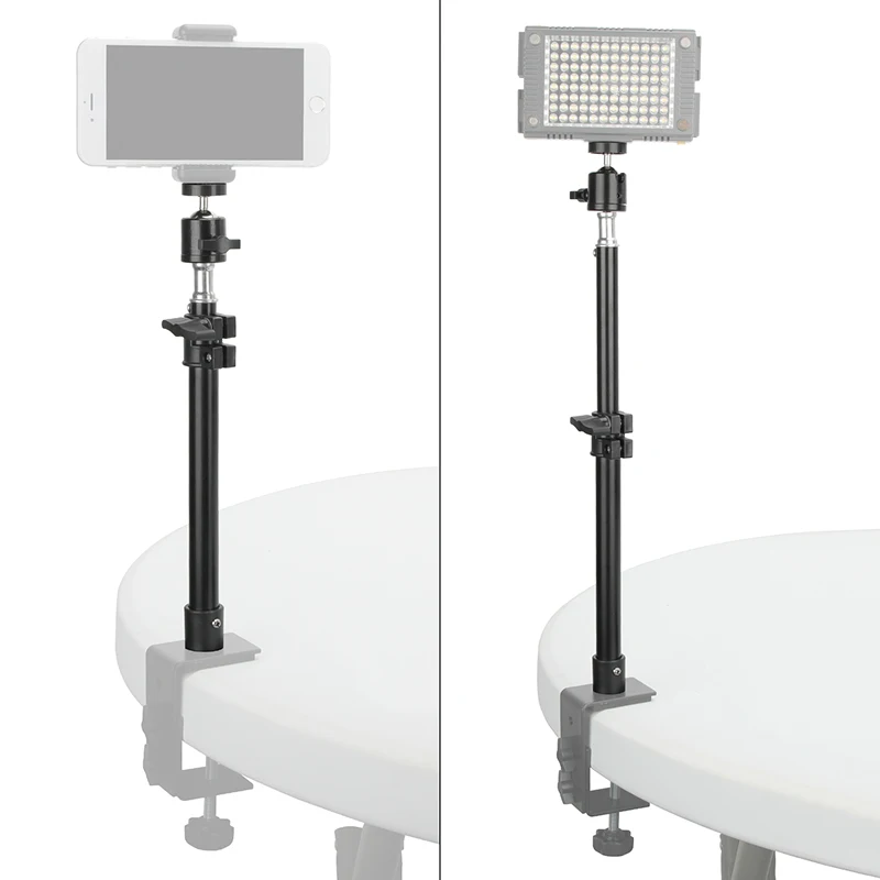 カメラモニター、スマートフォン用の完全に調整可能なボールヘッドホルダーと1/4 "スクリューマウントを備えた優れた拡張可能なデスクマウント