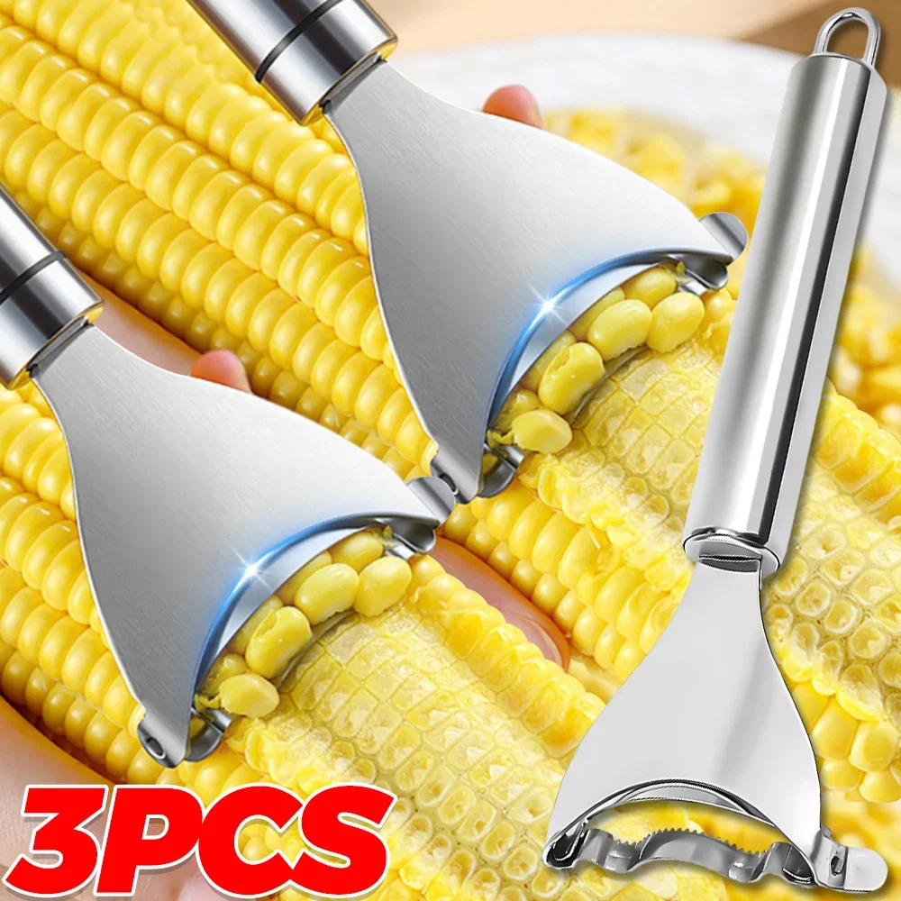 1/3x Stainless Steel Corn Peeler Serrated Corn Stripper Peelers Cob Shaver Planer Thresher Cutter Kitchen Vegetable Gadget Tool