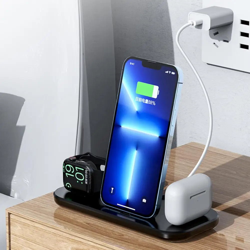 Wireless Charging Station 3-in-1 Foldable Fast Charging Phone Watch Safe Wireless Charger Stand Home Supply