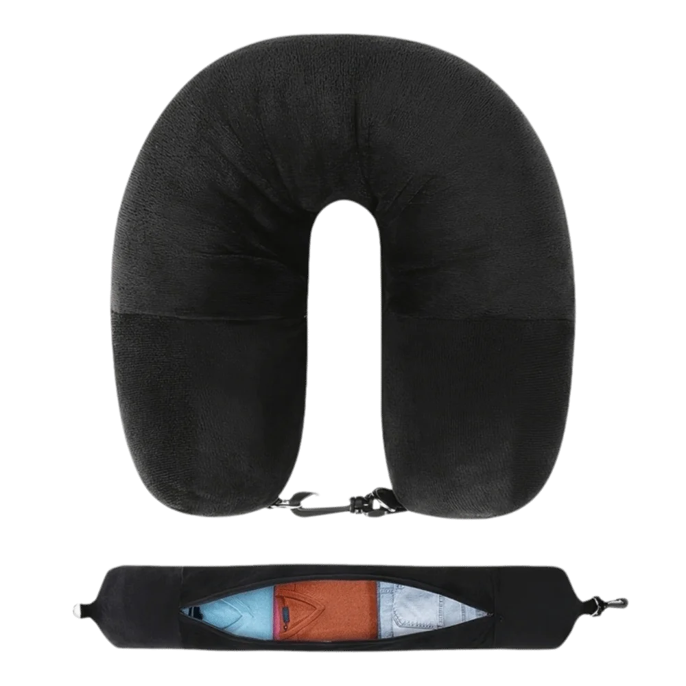 Fillable Design Travel U-Shaped Pillow Foldable Space-Saving U-Shaped Pillowcase Multi-functional Storage Pillow Outdoor Use