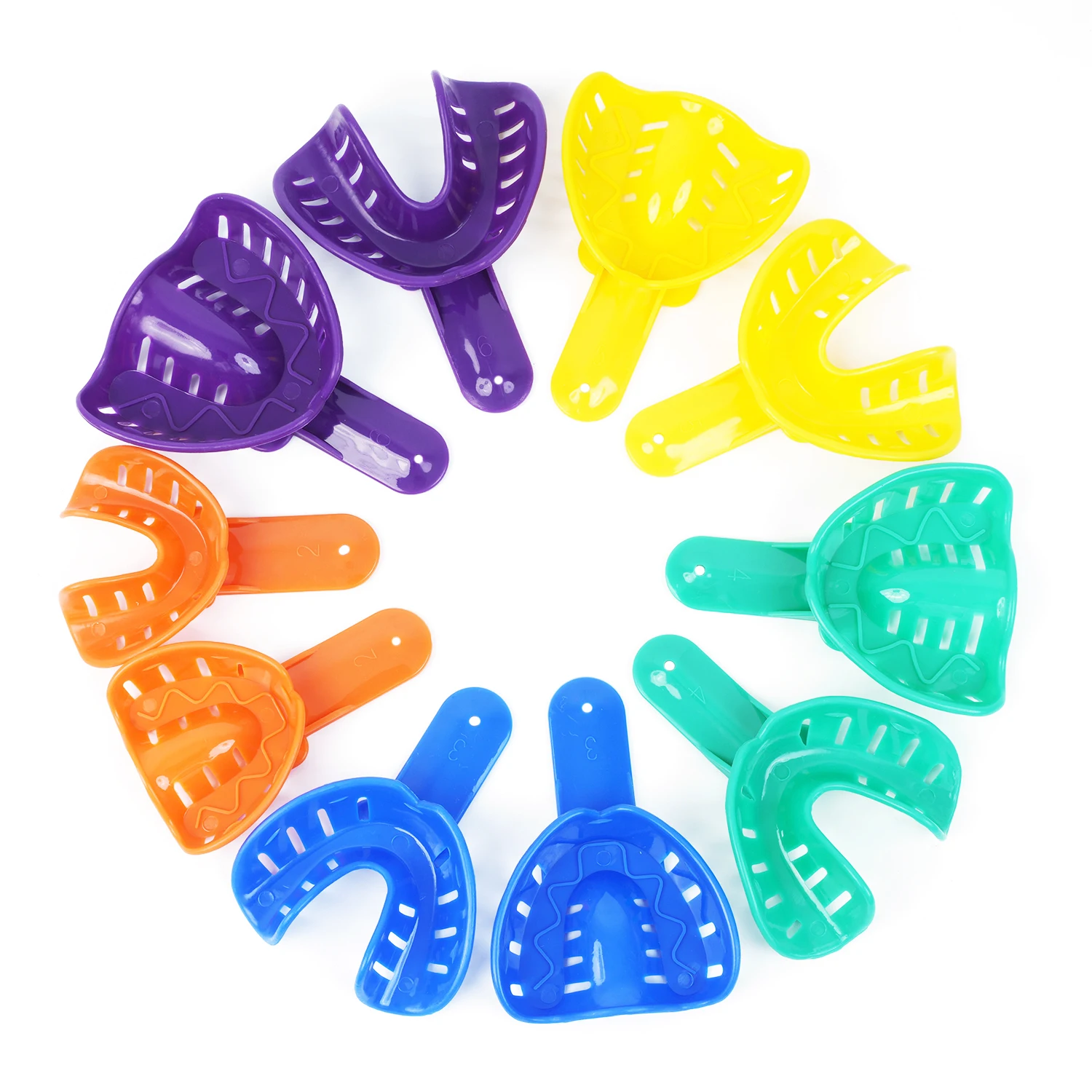 JOLANT 12pcs/Kit Dental Impression Trays Plastic Teeth Holder Trays Tools Autoclavable for Childrens Adults Small Middle Large