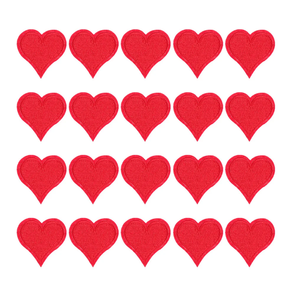 

20pcs Heart Shaped Embroidered Cloth Applique Cartoon Iron on Sewing Patches Decorative Embroidery for Clothing Bags Hats