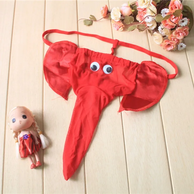 Men\'s Sexy Elephant Thong Underwear Cartoon Trunk T Panties Fashion G String