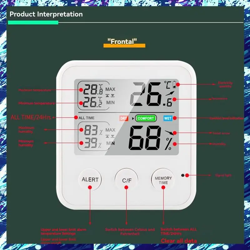 

Монитор температуры и влажности CEA, мини-гигрометр, датчик температуры, цифровой мини-термогигрометр, белый для дома