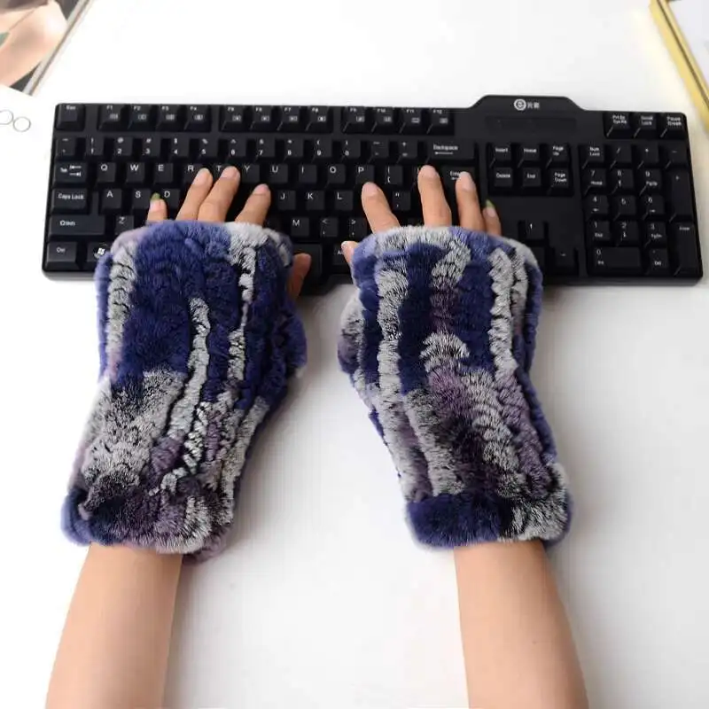 

Перчатки с полупальцами из натурального кроличьего меха рекса, зимние перчатки ручной работы на запястье, теплые открытые перчатки на пальцы, эластичные супермягкие меховые перчатки